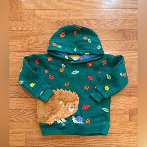 Mini Boden Green Autumn Hedgehog Hoodie